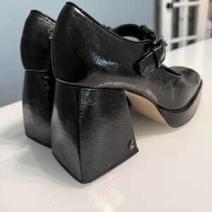 Circus NY Black patent leather platform heels with buckle detail size 10